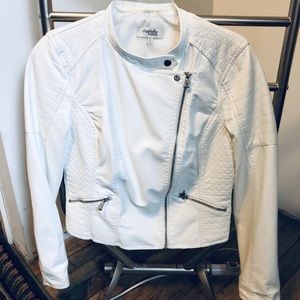 Charlotte Russe vegan white leather jacket